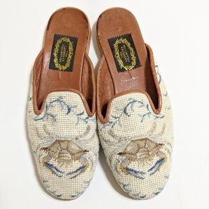 Larkspur Collection needlepoint mules